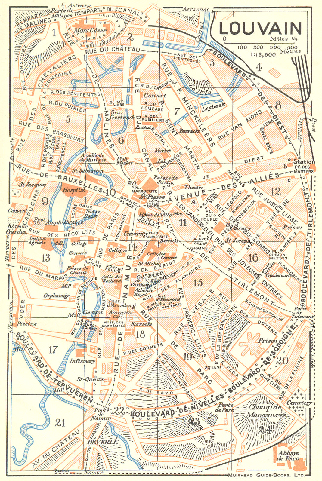 BELGIUM. Louvain 1929 old vintage map plan chart